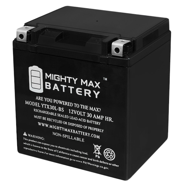 Mighty Max Battery YTX30L-BS Battery Replacement for Harley Davidson Electra Glide 500 YTX30L-BS95 - main